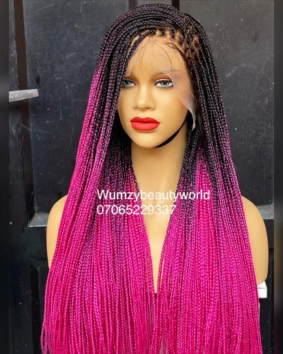 Deola Knotless Braids Burgundy Roots (13*6) (Lace Frontal)